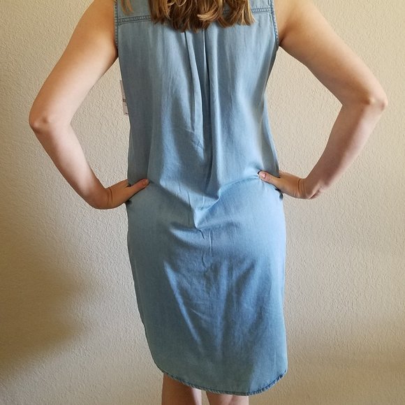 New York & Company Denim Dress Womens Small Sleeveless Blue Jean Light Washed - Picture 8 of 9